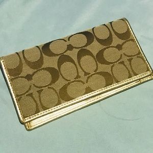 BRAND NEW Coach Gold Checkbook/Pen Wallet